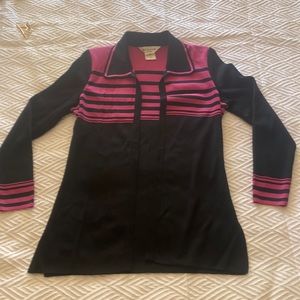 Vintage misook pink and black cardigan sweater - size XS